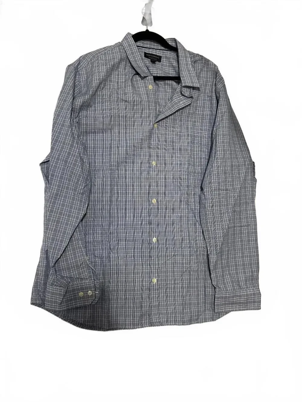 Banana Republic Non-Iron Slim Fit XXL Blue Plaid Button-Up Shirt